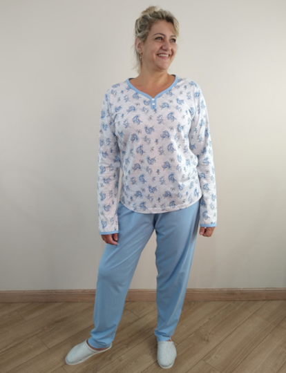 Imagem de Pijama Em Algodão Com Estampa Floral Calça e Blusa